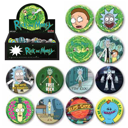 144 Unit Rick & Morty Button Pre-pack with Display