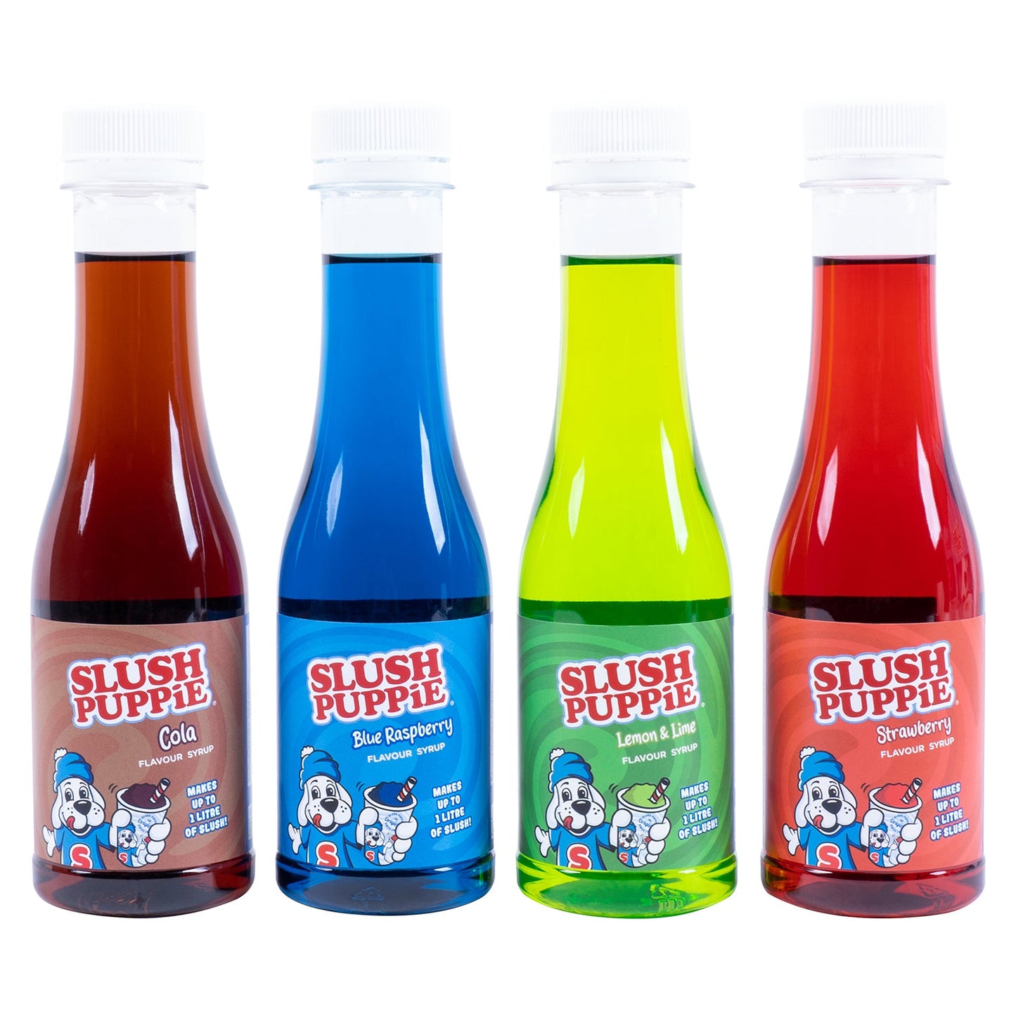 Slush Puppie - 4 Pack Syrup (Blue Raspberry, Strawberry, Cola, Lemon and Lime (4x180ml))