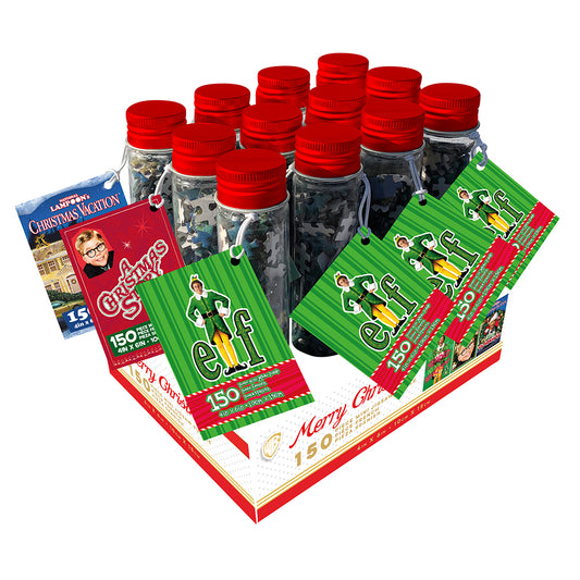 12 Unit Novelty Christmas 150pc Tube Puzzle Counter Display