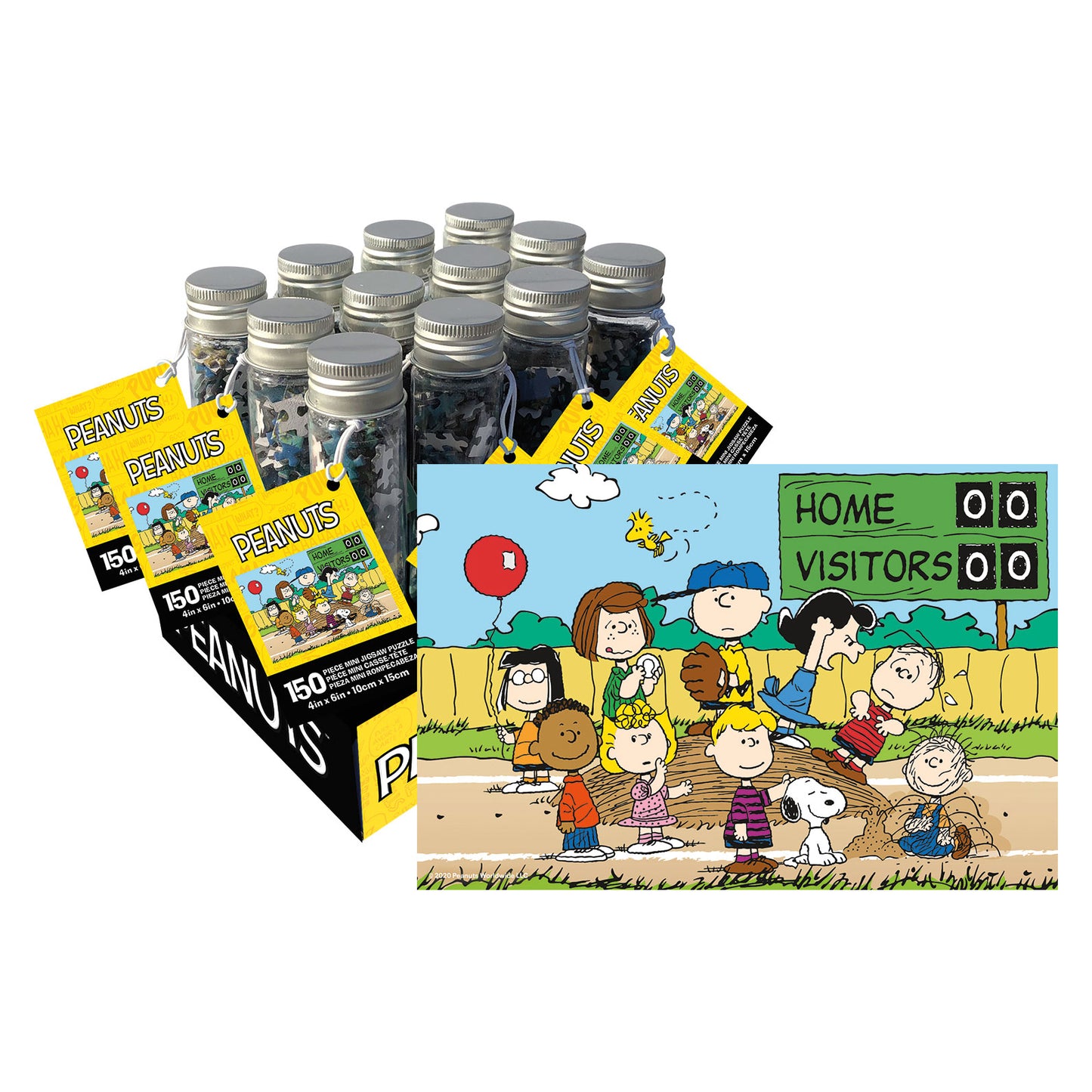 12 Unit Peanuts Baseball 150pc Tube Puzzle Counter Display