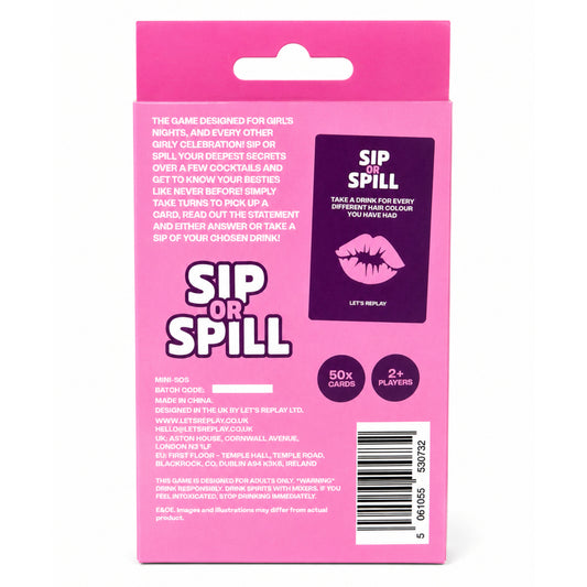 Let's Replay - Sip or Spill Mini Card Game (50 Cards)