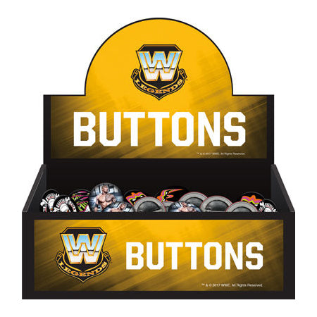 144 Unit WWE - Legends Button Pre-pack with Display