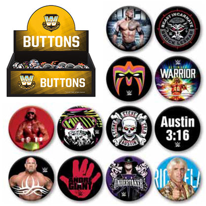 144 Unit WWE - Legends Button Pre-pack with Display
