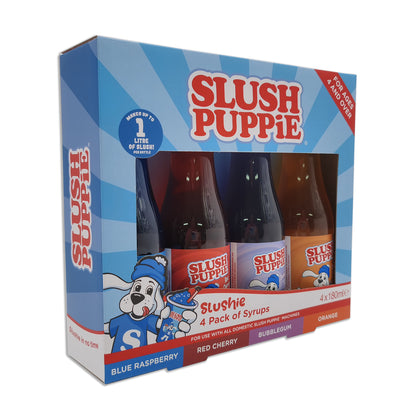 Slush Puppie - 4 Pack Syrup (Blue Raspberry, Cherry, Bubblegum, Orange (4x180mL))