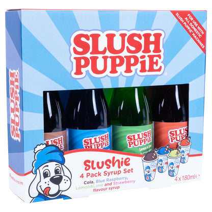 Slush Puppie - 4 Pack Syrup (Blue Raspberry, Strawberry, Cola, Lemon and Lime (4x180ml))