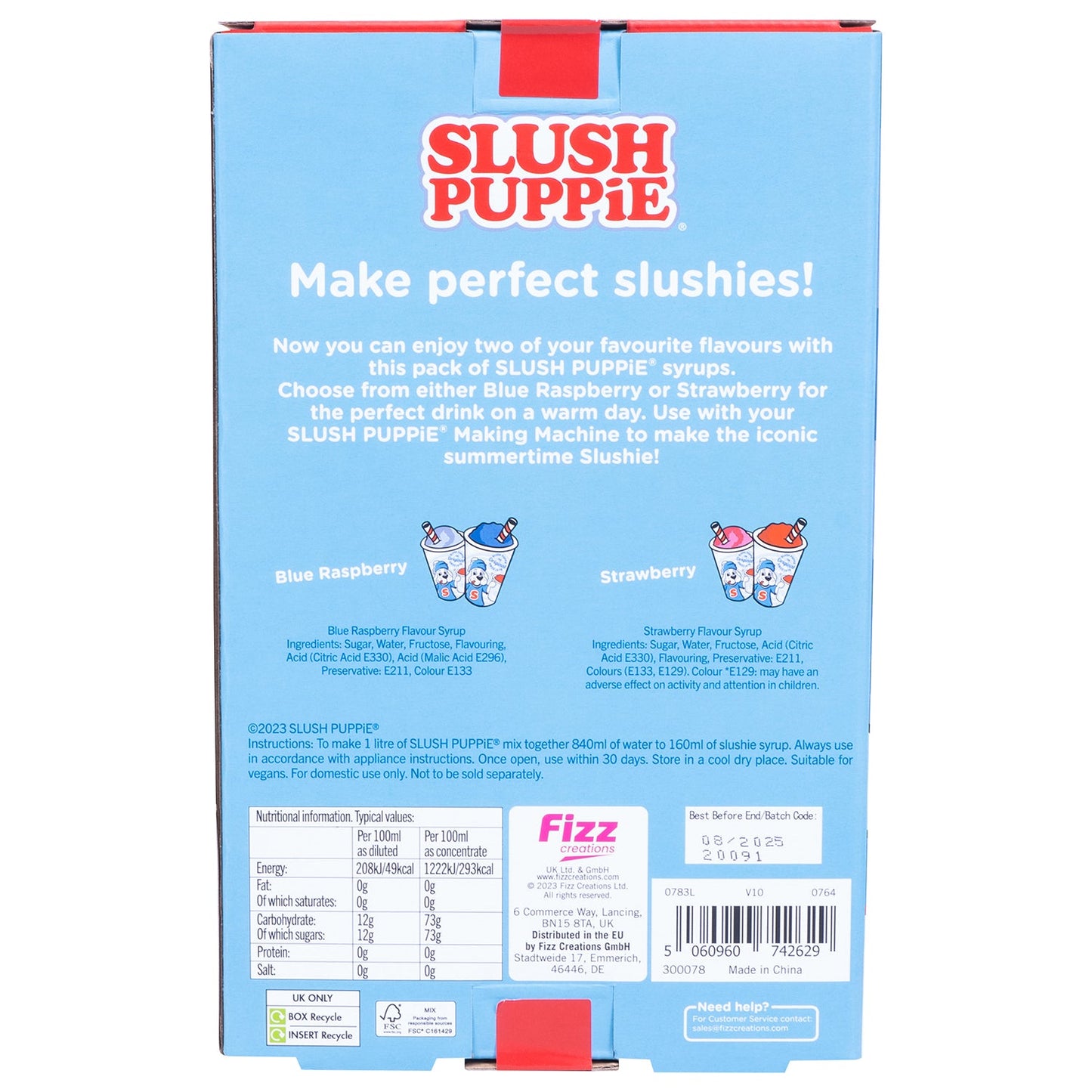 Slush Puppie - Twin Pack Syrup (Blue Raspberry and Strawberry (2x500ml))