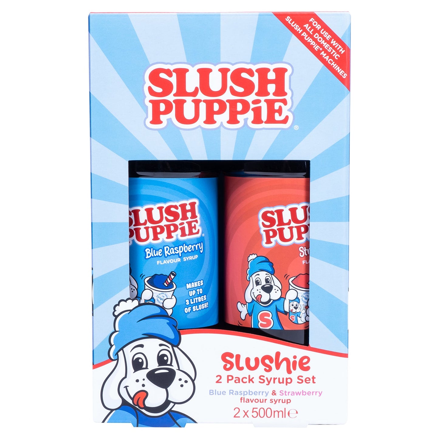 Slush Puppie - Twin Pack Syrup (Blue Raspberry and Strawberry (2x500ml))