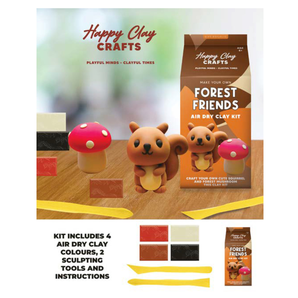 Gift Republic - Forest Friends Air Dry Clay Kit