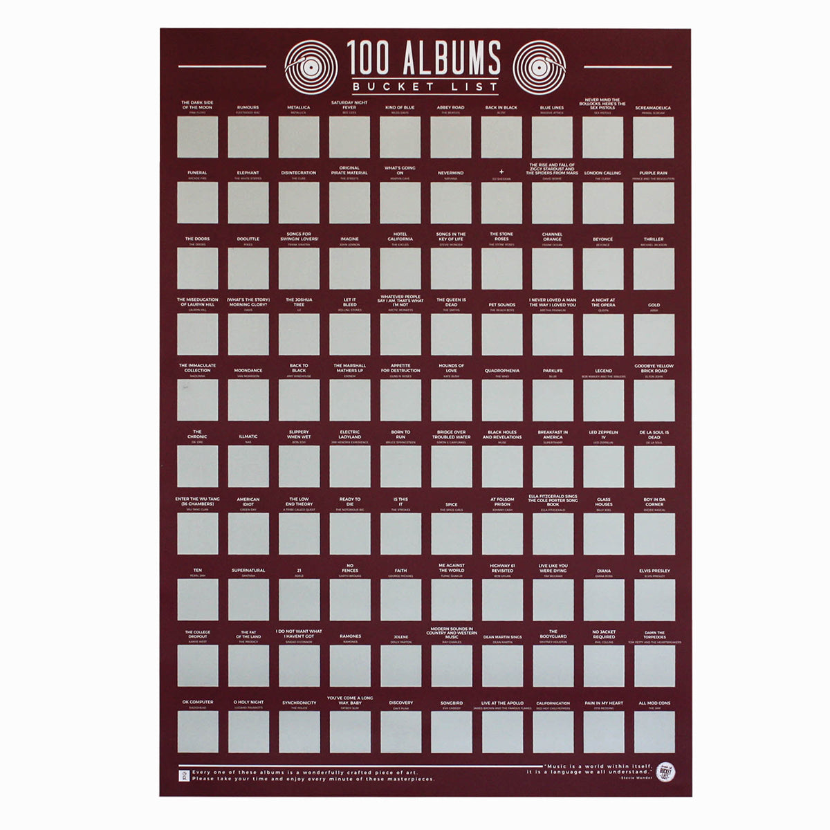 Bucket List Scratch Poster - 100 Albums