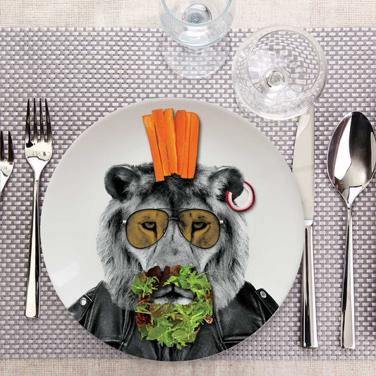 Mustard - Wild Dining - Larry Lion Ceramic Dinner Plate