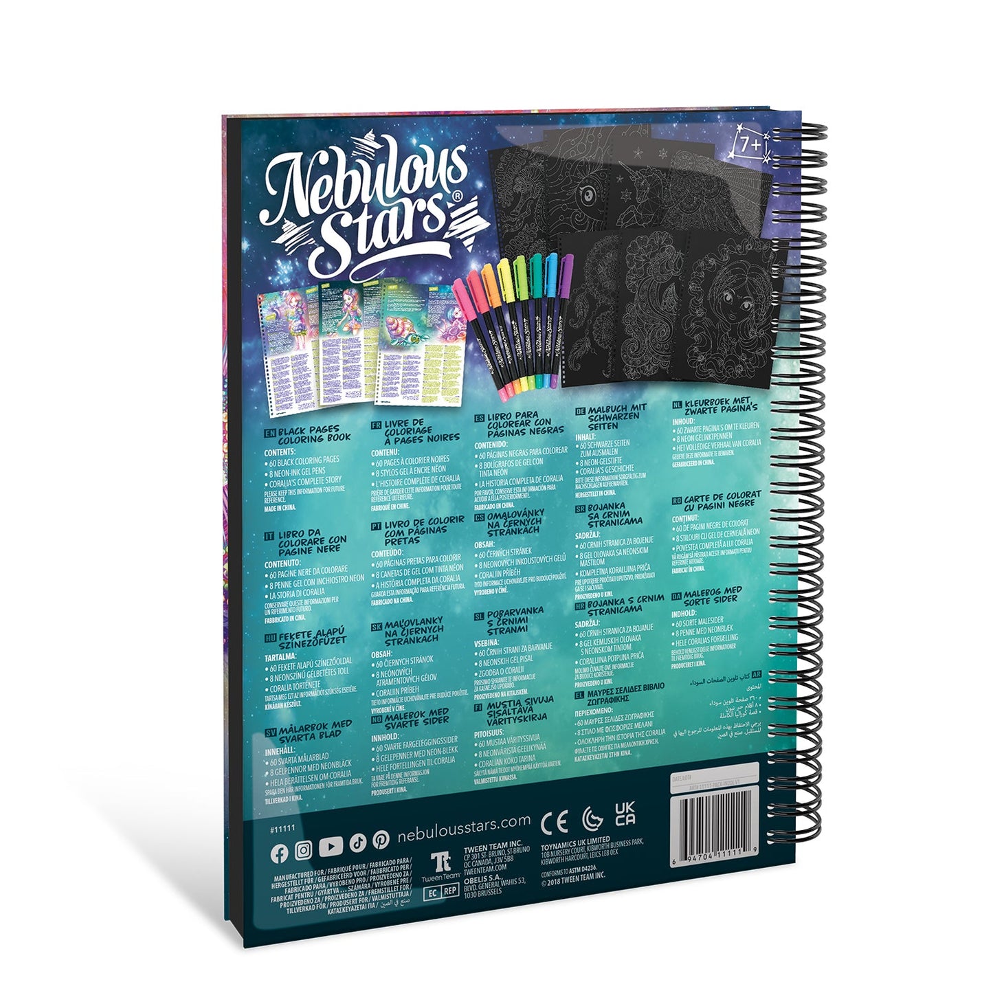 Black Pages Coloring Book - Coralia (Neon Pens)