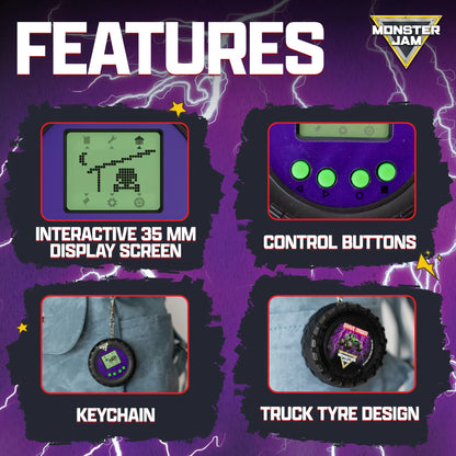 Monster Jam Digital Truck Keyring Game - Grave Digger