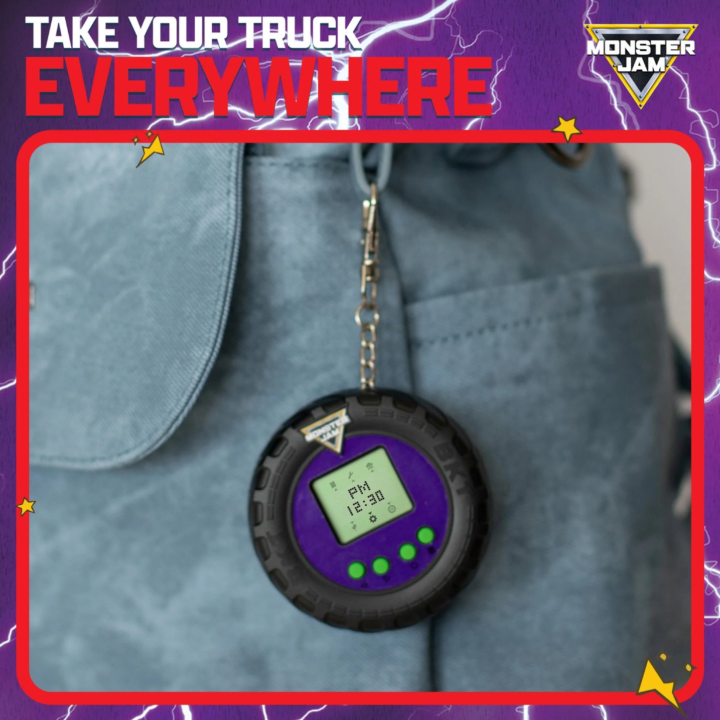 Monster Jam Digital Truck Keyring Game - Grave Digger